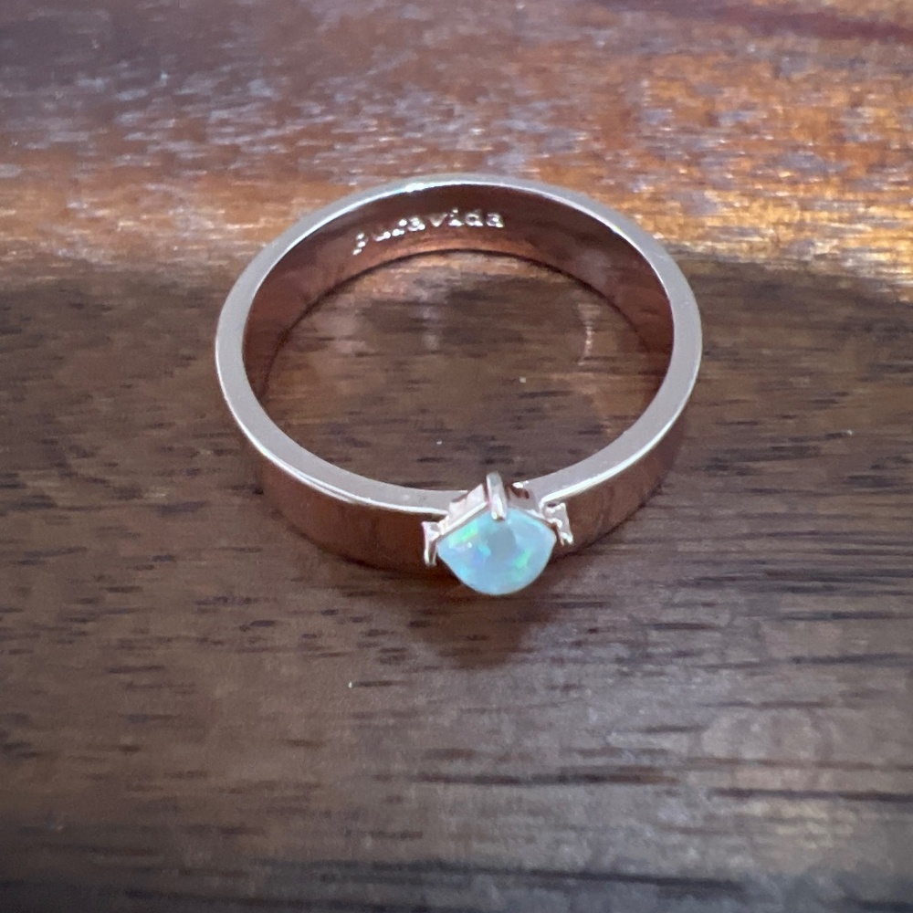 Unique Pura Vida Opal Ring With Rose Goldtone Band - Sz. 6.5